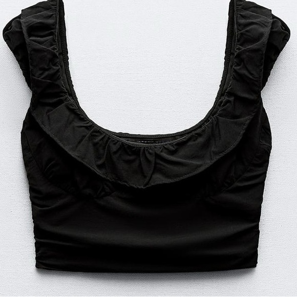 ZARA RUFFLED STRETCH TOP - Picture 14 of 14